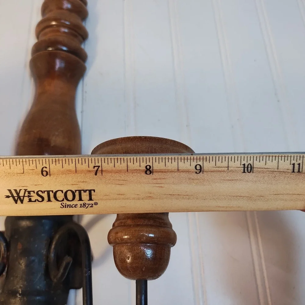 Vtg Home Interior Farmhouse Wood Wrought Iron Wall Sconce Double Candle MCM Folk